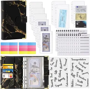 PU Leather Budget Binder with Zippered Envelopes for Money Organization and Budget Planning