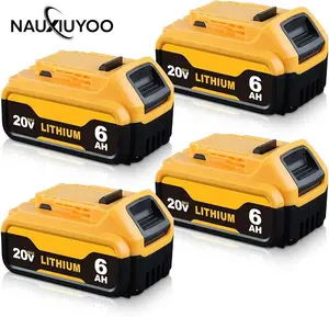 4-Pack 6000mAh 20V Lithium-ion Batteries for Dewalt Replaces DCD/DCF/DCG/DCS Compatibility with Dewalt 20V Max Battery Cordless Power Tools & Chargers pro replacement dcb104 dcb609 dcb606
