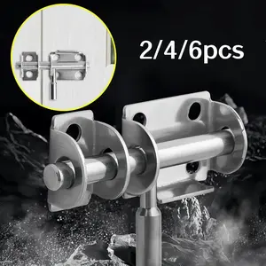 2/4/6pcs silver sliding bolt locks, suitable for indoor and outdoor bathroom safety door locks, home hardware accessories, Door Security Lock