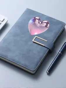 Heart-shaped gradient glitter decorative notebook, suitable for school and office use.