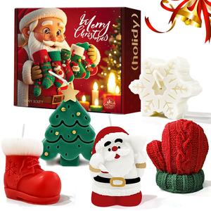 ROZINO Christmas Scented Candle Gift Box - Five-Piece Aroma Decor Set for Cozy Home Decoration & Ornaments - Perfect Festive Gift for Christmas - Enhances Holiday Ambiance