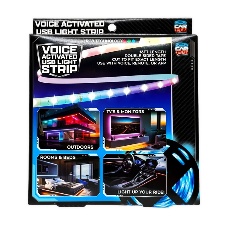 Voice Activated USB-A Mood Light Strip 16FT Length - TikTok Shop