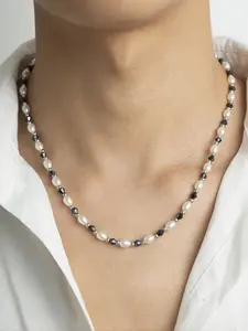 Women's Single Layer Necklace, Faux Pearl & Crystal Beads Design, Casual Style Jewelry for Women, All Season Wear