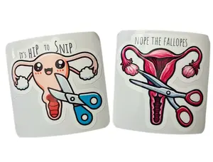 It's Hip To Snip & Nope The Fallopes Funny Stickers Set (1ea) - Great gift for bisalpingectomy, tubal ligation, sterilization, OB/GYNs, etc!