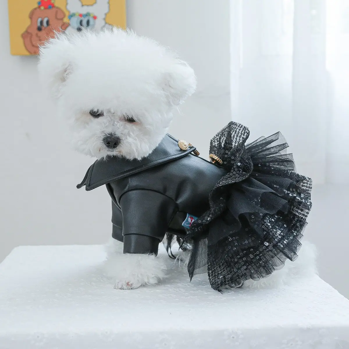Sparkling Small Leather Skirt for Pets, Beautiful Dress for Dogs and Cats, Teddy Bichon Pomeranian Yorkie Poodle Puppy Mini Dog Clothes