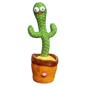 Dancing Cactus, Colorful Glowing Talking Cactus Toy, Repeating What You Say Cactus Toys Singing 120 Songs Cactus Plush Eletronic Baby Toys Funny Creative Kids Toy