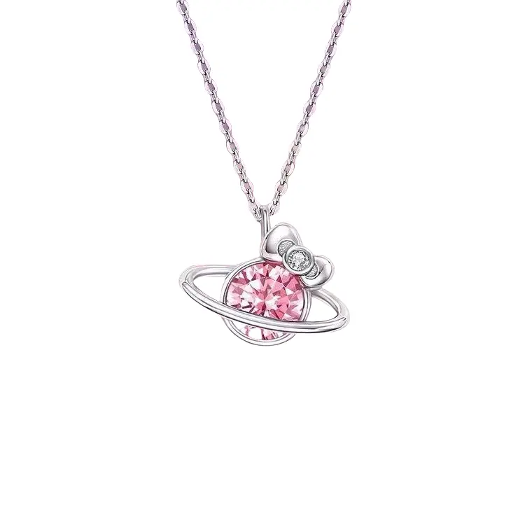 Sanrio Hello Kitty Pink Planet Necklace Galactic Charm Cosmic Design for Space Enthusiasts and SANRIO Fans