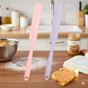 Multi-Purpose Silicone Scraper Spatula: High-Temp Oven Safe Kitchen Tool for Baking, Cookie Mixing, Cake Frosting, Fondant Smoothing, Pan Cleaning, and Non-Stick Dough Handling.