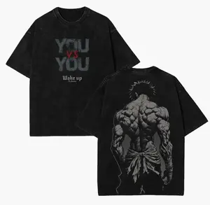 Baki Hanma Baki the Grappler Colletion Anime Double Printed Vintage Washed Tee - Tank Top Unisex Oversize Anime Manga Washed Heavyweight Cotton T-shirt, Oversize shirt, Vintage Outfit, y2k styles, Gift for fan C6O