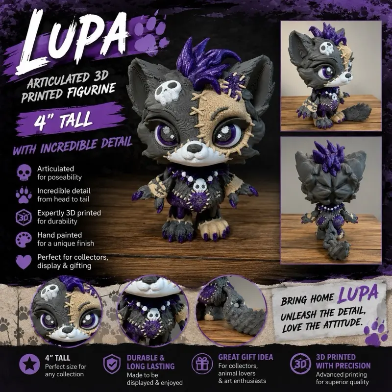 Lupa the Fox - Articulated 3D-Printed Figurine