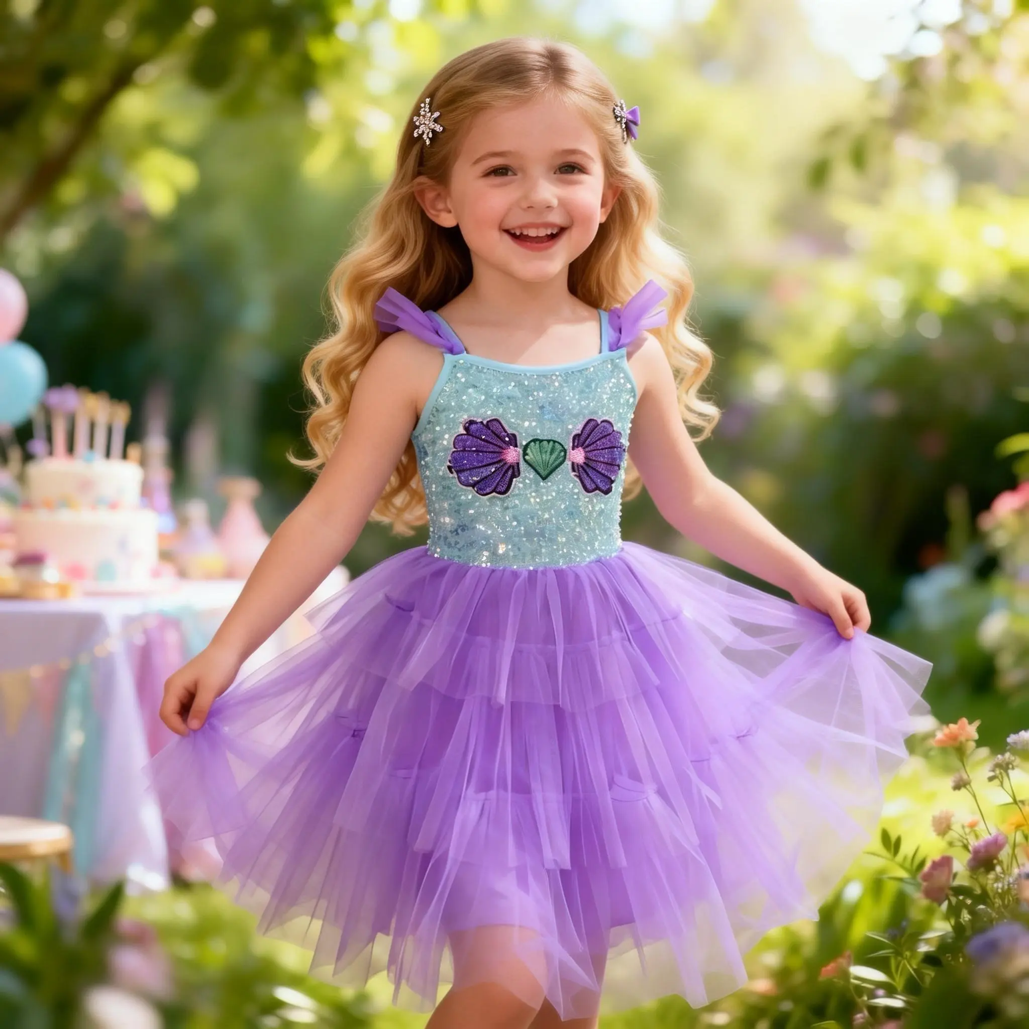 Mermaid Princess Dress for Girls | Purple & Blue Sparkle | Perfect for Ideal for Birthday Gifts  & Dress-Up Play | Fast Shipping Costume For Parties