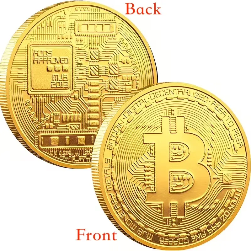 Bitcoin Collectible Coin (BTC) with Protective Box, Cryptocurrency Identifier Coin for Home or Office Décor, Holiday Gift