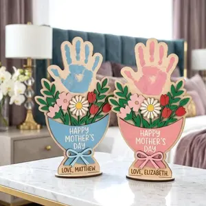 Custom Mother’s Day Handprint Flower Sign, DIY First Mother's Day Handprint Sign, Gift for Mom with Child’s Print