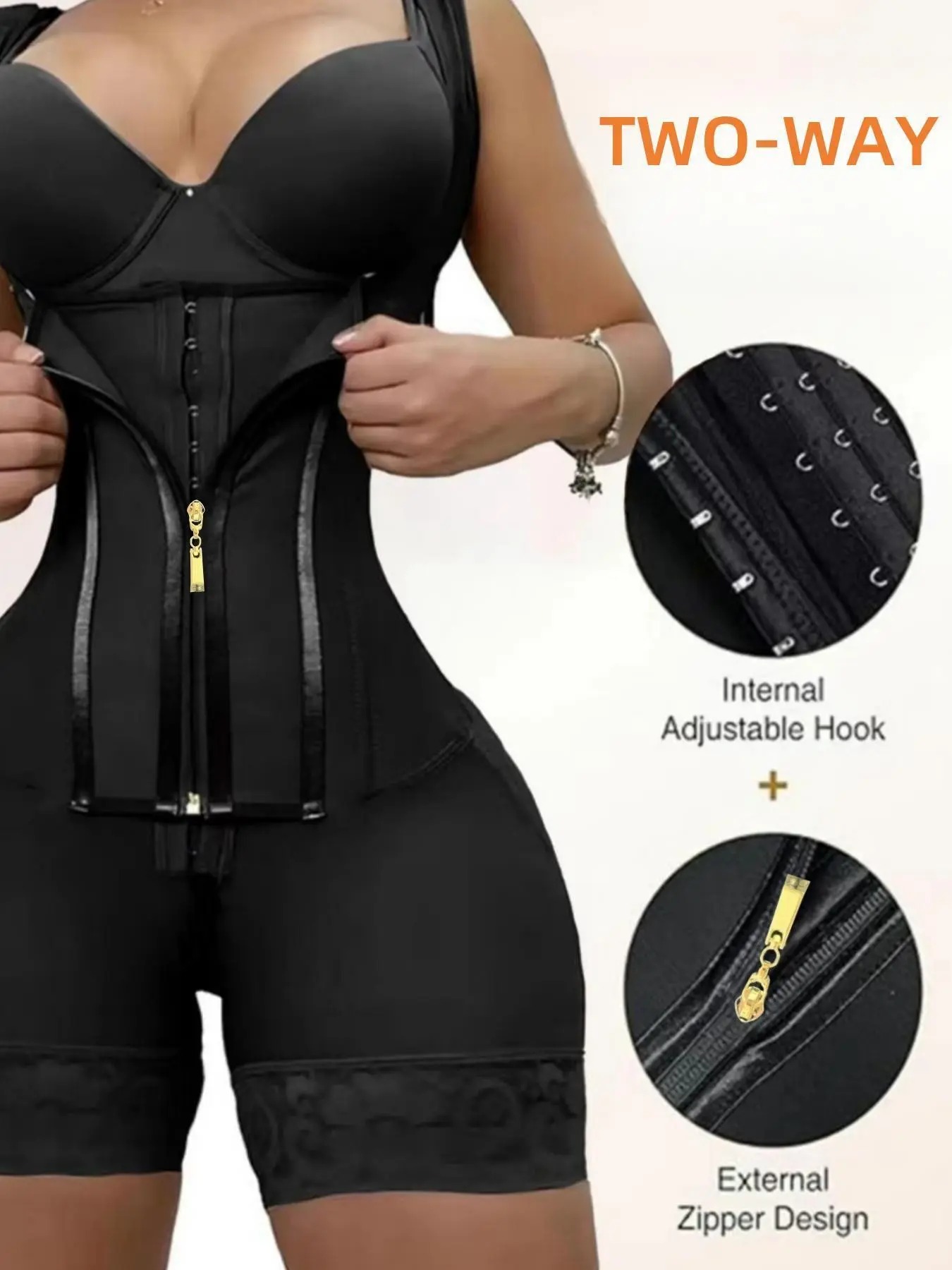 Women's Butt Lifting Tummy Control High Stretch Fabric Shapewear, Fajas Colombianas Bodysuit, Adjustable Triple Row Hook & Eye Zipper Closure Bodysuit, Support Full Body Shaper, Perfect for Occasions & Yoga