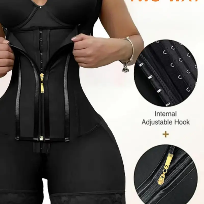Women's Butt Lifting Tummy Control High Stretch Fabric Shapewear Daily Use, Fajas Colombianas Bodysuit, Adjustable Triple Row Hook & Eye Zipper Closure Bodysuit, Support Full Body Shaper, Perfect for Occasions & Yoga