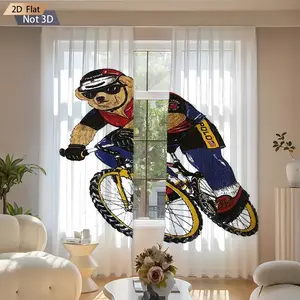 2pc Sporty Patchwork Curtains, Vibrant Home Decor, Suitable for Living Room, Bedroom, Balcony, Kitchen, All Seasons