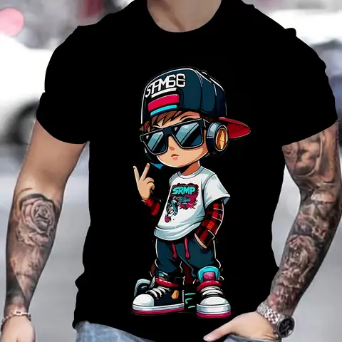 Boys novelty T-shirt 3D digital printing short sleeve Funny Graphic Shirt Cartoon Print Tee Casual Shirt Trendy Graphic Tee Funny Print Shirts