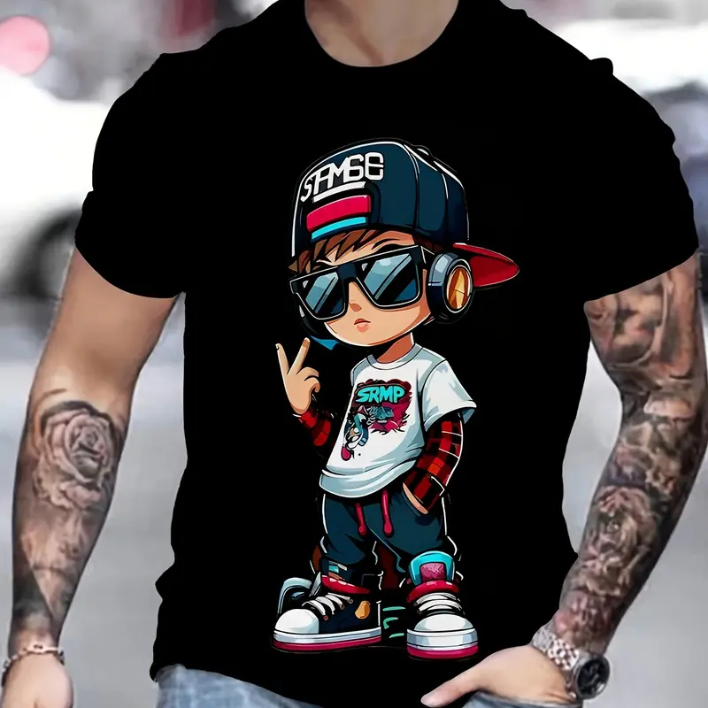 Boys novelty T-shirt 3D digital printing short sleeve Funny Graphic Shirt Cartoon Print Tee Casual Shirt Trendy Graphic Tee Funny Print Shirts