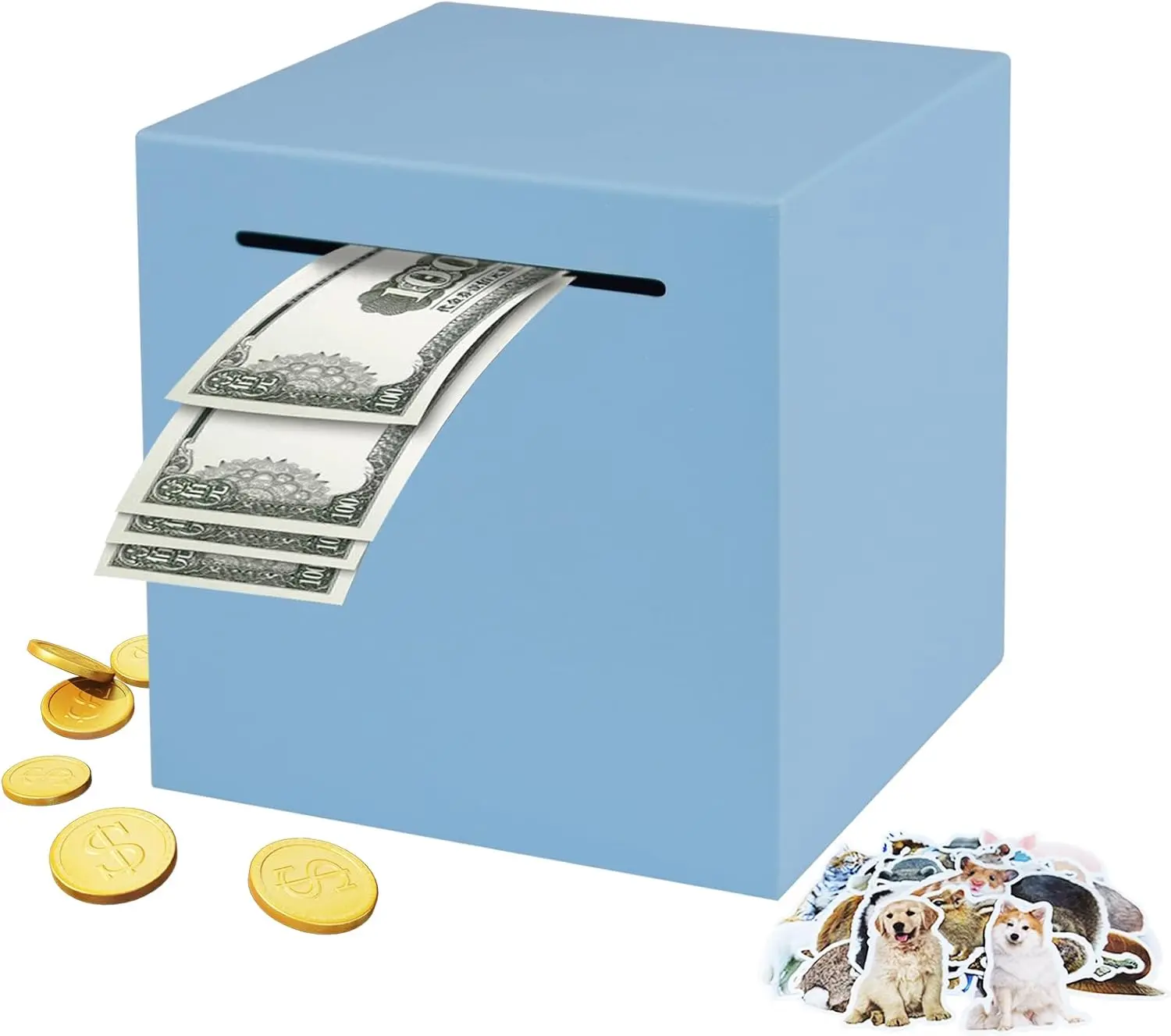 Halloween Fall Gift Stainless Steel Piggy Bank for Adults – Unbreakable Metal Money Saving Box, Break to Open Cash Savings Bank, Secure Coin Bank for Kids & Adults, Savings Challenge Container (Blue, 4.72 Inch)