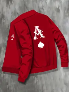 Men's Fall Winter Long Sleeve Zipper Pocket Casual Jacket, a Pattern Design, Fashionable Comfortable Daily Wear Outerwear, Casual Style Outerwear, Casual Wear Coat