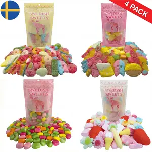 4 PACK - Swedish Candy - Pink & Blue mix with BUBS, Sour mix with BUBS, Swedish Marshmallow Mix - Happy Chews - TOTAL 1.75 lbs