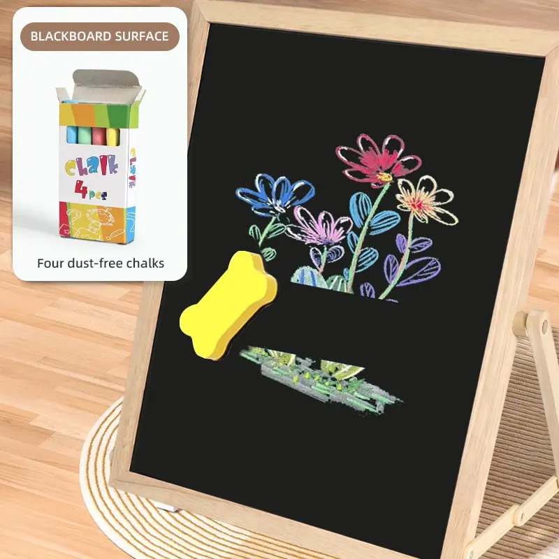Magnetic Drawing Board, Double-Sided Chalkboard and Whiteboard, for Writing, Doodling, and Sketching, Early Education Learning Toy, Wooden Magnetic Board, Ideal for teaching, drawing, and writing, available in multiple sizes, Included Accessories
