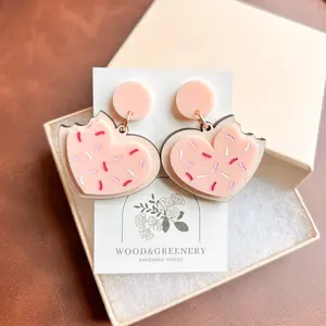 Valentine’s Day Sugar Cookie Handmade Earrings Female Male Casual Elegant Retro
