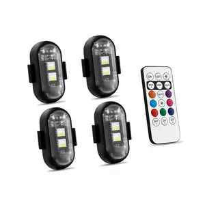 4PCS LED Aircraft Strobe Lights Kit, Flashlight Stick, Wireless Remote Control RGB Car Drone Anti-Collision Lights, Rechargeable Multi-Color LED Lights for Trucks, Drones & Motorcycles