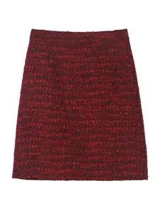Women's Solid Tweed Skirt, Elegant Fashion Casual Short Skirt for Daily Outdoor Wear, Women's Bottoms for Spring & Fall