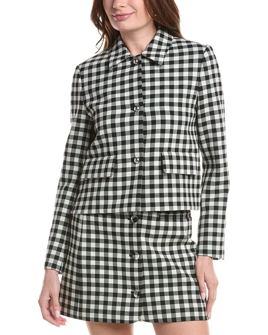 Rebecca Taylor Phillipa Check Cropped Wool-Blend Jacket