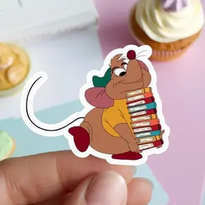 Cute Mouse Book Lover Sticker, Waterproof Vinyl for Planners, Journals & Laptop, Perfect Gift for Readers