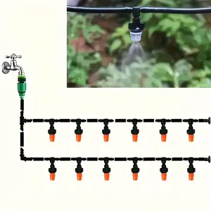 15.24M/50ft durable plastic garden irrigation system with 15 adjustable sprinklers - suitable for lawn care and agricultural irrigation, easy to install, no batteries, specially designed for lawns