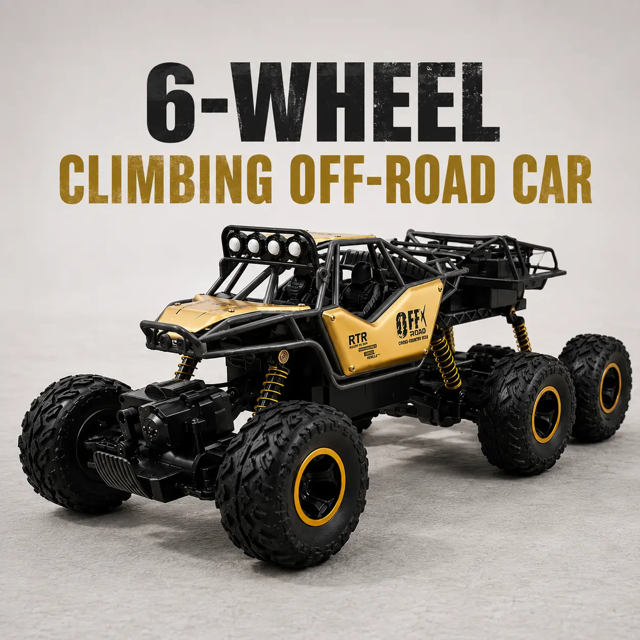 Anti-Drop Alloy 4WD System RC Climbing Car - 6-Wheel, LED Headlights, High-Elasticity Shock Absorbers, 2-Hour USB Charge, All-Terrain Performance, Durable, Nitrosamine Free, Outdoor Racing Toy & Birthday Gift for Kids Ages 3+