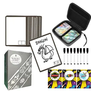 100pcs Reusable Dry Erase Cards for MTG Tokens with Back Keywords Pattern (Upgrade Design) & 8pcs Markers & Random Srickers & Random Travel Case for MTG/PTCG/TCG Custom MTG Tokens Proxy Card DIY Board Games Accessories