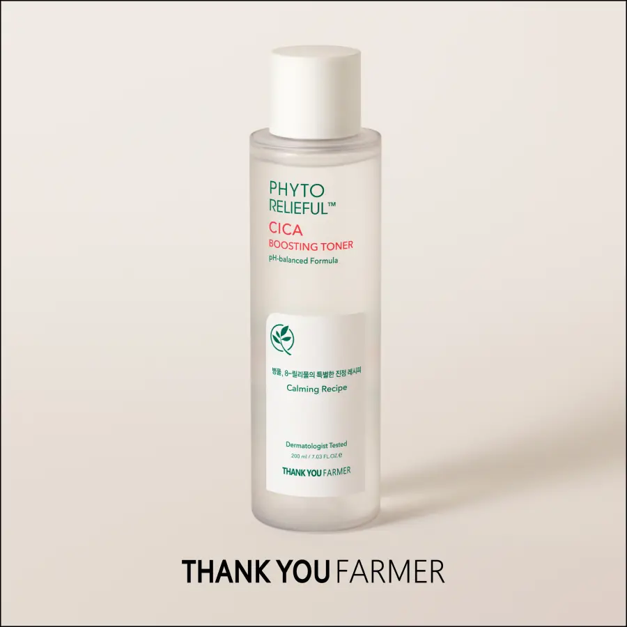 THANKYOU FARMER Phyto Relieful CICA PHA LHA Boosting Toner 7.03 fl oz (200ml), Dermatologist Tested, Alcohol-Free Liquid Exfoliant for Face, Oil-Free Hydrating Toner, Vegan, Fragrance-Free