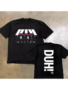 P1Harmony DUH Graphic Kpop T-Shirt  Summer Short Sleeve Tee, Streetwear Fashion Top for Kpop Fans Men & Women