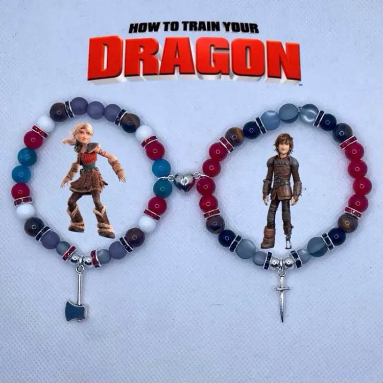 Httyd inspired hiccup & astric matching bracelet set 4 couples