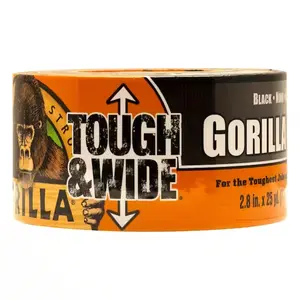 Gorilla Tough & Wide Black Duct Tape 30 yd - Strong Adhesive for Toughest Jobs 2.8 in x 30 yd, Wide Width for Extensive Coverage, Perfect for Heavy Items and Professionals