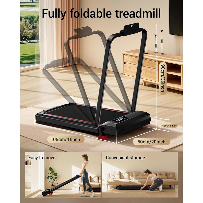 3-in-1 Portable Under Desk Treadmill, 17% Incline Walking Pad Treadmills for Home and Office, Folding Treadmill with 2.5 HP Quiet Brushless, 300 LBS Capacity