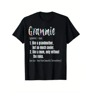 Grammie Definition T-Shirt - Fun & Heartfelt Mother's Day & Birthday Gift, Stylish Black Short-Sleeve with Colorful Letter Print, Comfortable 100% Cotton, S-XXXL, Best Friend Beautifully y2k  outfits  men time  tee   double graphic tee men's t shirts