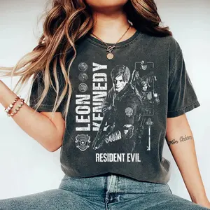 Resident Evil Leon Kennedy Comfort Colors Shirt, RPD Officer Retro Gamer Tee, Survival Horror Fan Gift
