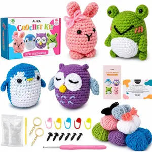 Learn to Crochet Kit for Beginners Kids and Adults, Premium 4 Animal Pattern Beginner Crochet Kits with Easy Tube Yarn & Step-by-Step Video Tutorials (Forest Friends–Standard Size)