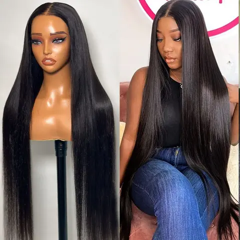 Bling Hair Ready To Go Glueless Straight Wig Pre Bleached Knots Pre cut 5x5 7x5 Glueless Straight Human Hair Lace Closure Hair Wig For Beginners Easy To Wear 6x4 9x6 Lace Closure Human Hair Wig