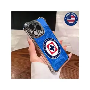 Mexican Soccer Team Theme-Cruz Azul Aesthetic Design Pattern Casing For Iphone 16 15 14 13 12 Plus Pro Max Flaunt Mobile Phone Case Soft Silicon TPU Anti-Drop Drop Protection Shockproof Protector Vintage Unique Fashion  Anti-Scratch Stylish Smartphon