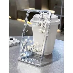 An Instagram-style transparent cream-colored protective phone case that is waterproof, shockproof, and scratch-resistant, suitable for iPhone 17/16/15/14/13/12/11/X/XS/XSMAX. It is an ideal holiday gift for friends and family., Cover, Accessories