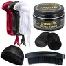 Goiple Men's 360 Waves Pomade Hair Care Training Kit, Mensfashion Silky Shine Strong Hold Easy-Wash Set with Curved Synthetic Brush & Comfortable Durag Cap