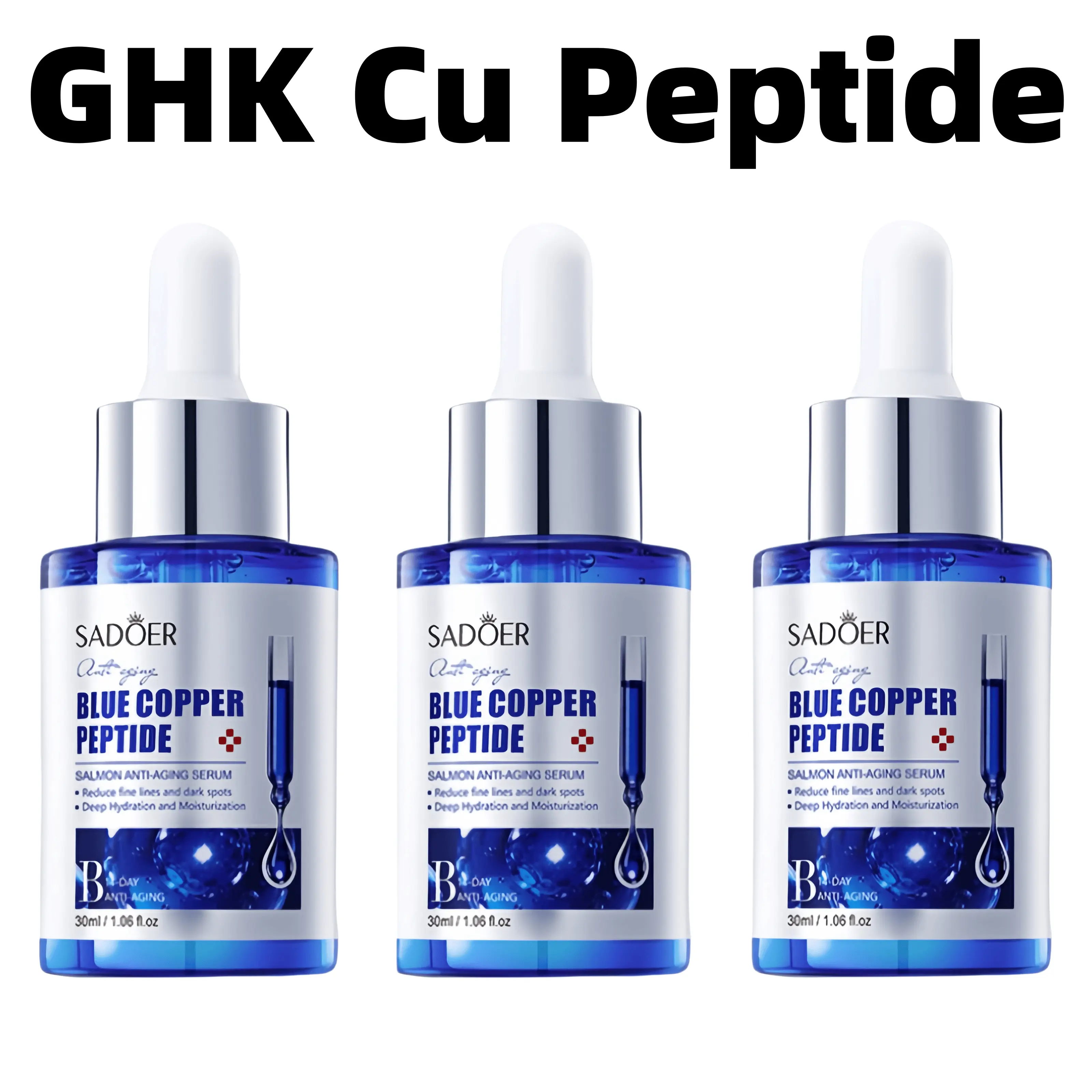 【BUY 1 GET 2 FREE】Copper Peptide Serum with Hyaluronic Acid | Anti-Aging Facial Serum, Deep Moisturizing & Nourishing, Firming & Wrinkle Smoothing | Fragrance-Free | 30ml Daily Face Serum for All Skin Types | Men & Women, Cruelty-Free