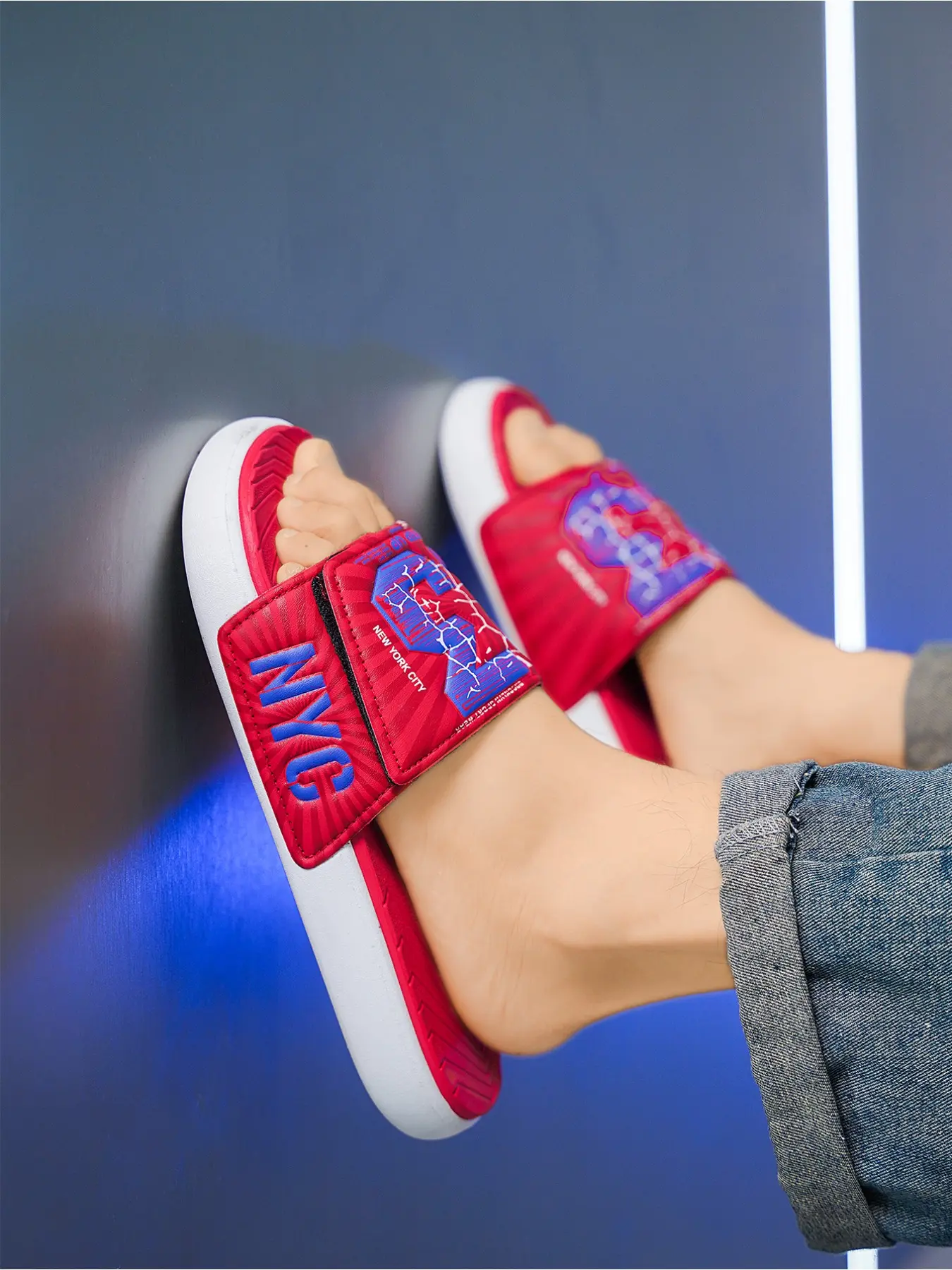New Men's Velcro Design One-piece Slippers, Summer Trendy Casual Sports Sandals, Comfortable Home Shoes, Footwear, Casual Indoor Footwear