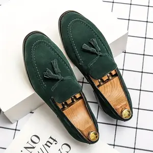 Men'S Classic Tassel Loafers, Business Casual Slip-On Shoes, Round Toe Faux Upper, Rubber Sole, All-Season Comfort, England Style