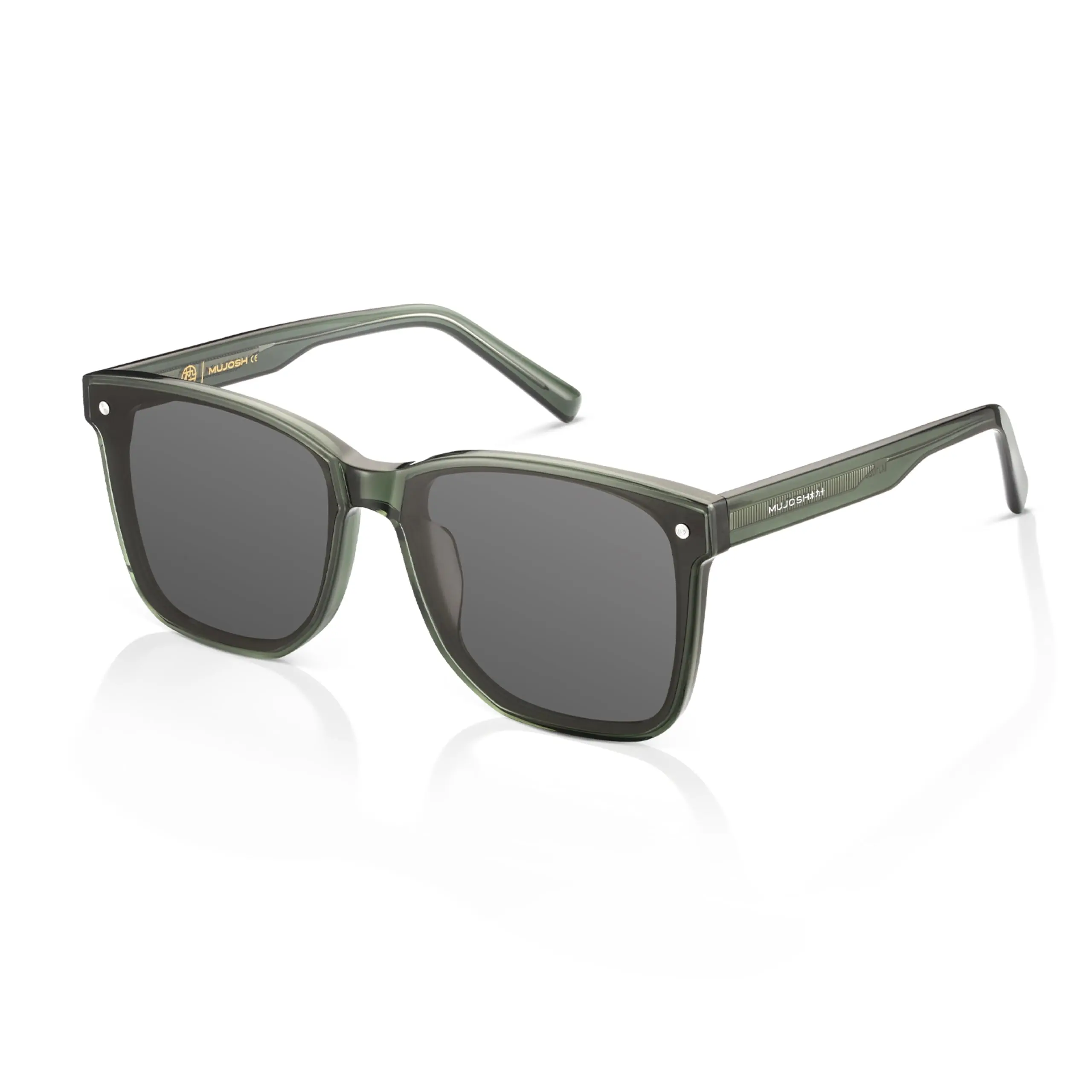 MUJOSH Trendy Square Sunglasses for Women Men, Oversized HD Polarized UV400 Protection Shades for Driving, Travel & Fashion Accessories, Green, Exclusive Eyewear Brand of EssilorLuxottica